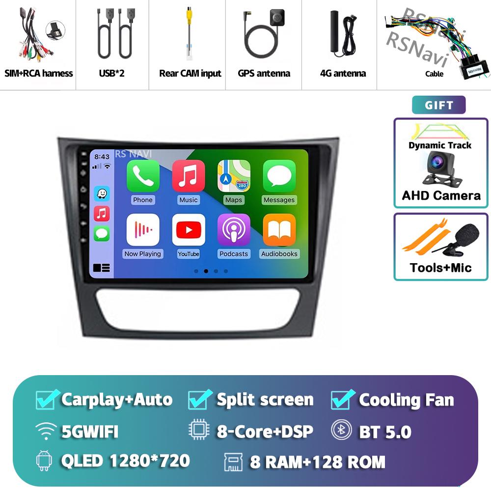 Android 14 Carplay Auto For Benz W211 Car Radio Player Multimedia stereo Navigation 4G+WIFI Head Unit DVD AI Voice 360 Camera BT