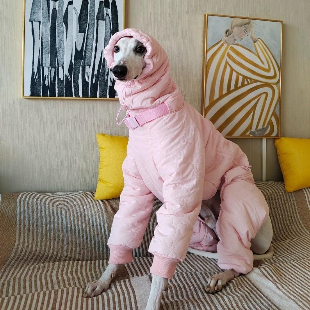 Ciepłe ubranka dla szczeniąt Zimowe Regulowane Ubrania dla Dużych Psów Różowe Płaszcze Whippet Greyhound dla Psów Wodoodporne Produkty dla Zwierząt