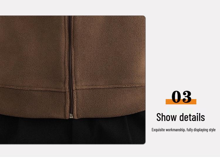 Men's Double-Sided Coral Fleece Hooded Jacket - Autumn/Winter 2025 Style, Thickened and Warm for Outdoor Casual Wear