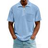 Mens Casual Solid Color Half Zip Short Sleeve Polo Shirt