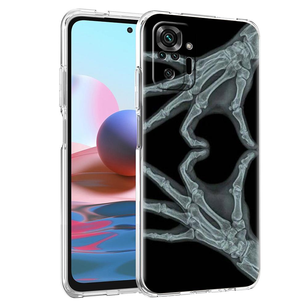 Transparent Phone Case for Redmi 14C 13C 10C 10 9 Note 13 12 11 K50 K40 Plus Pro 4G 5G Soft TPU Cover Autumu X Ray Hand Bones