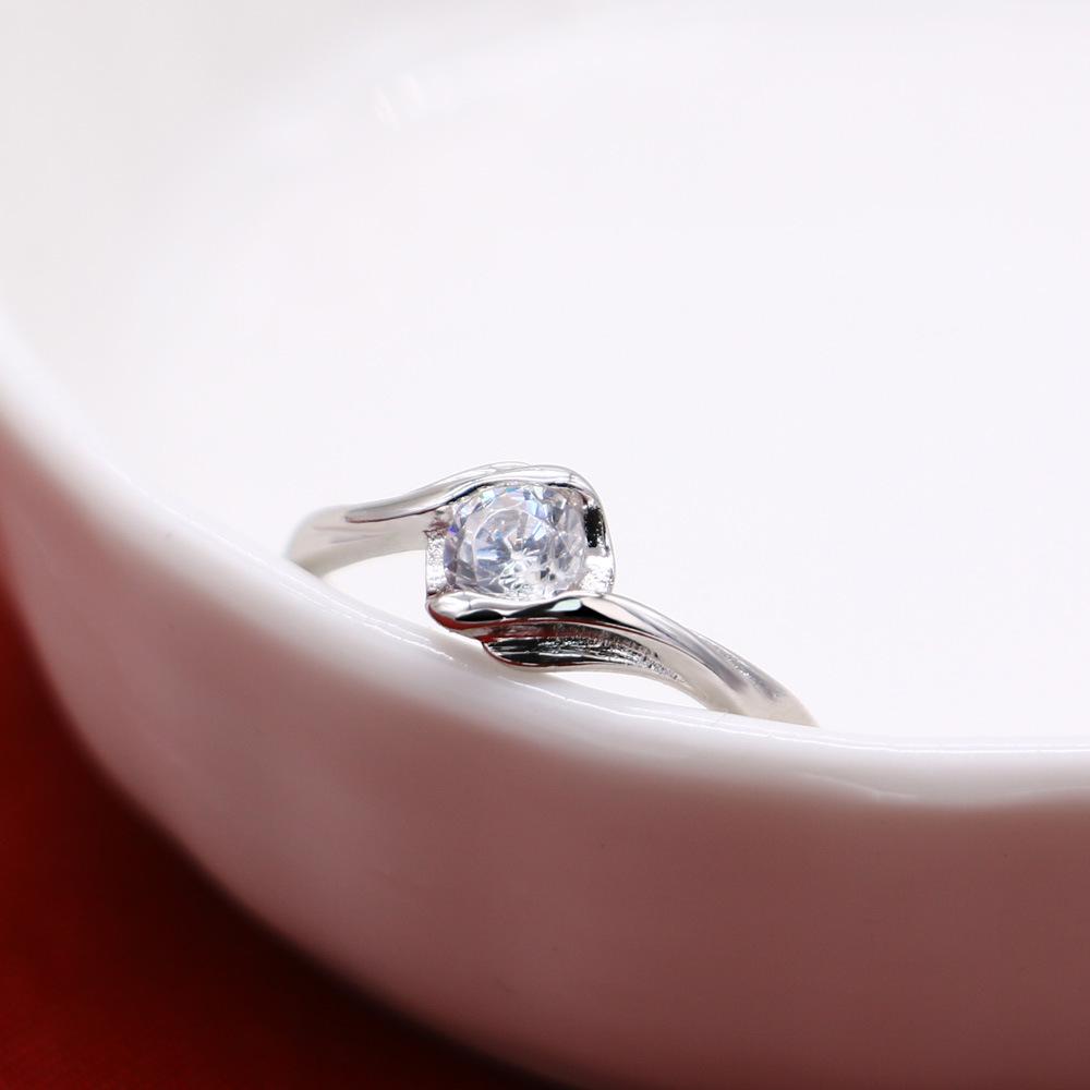 Simple Thick Platinum Plated 5A Zircon Ring Women'S Single Ring Ring Birthday Gift