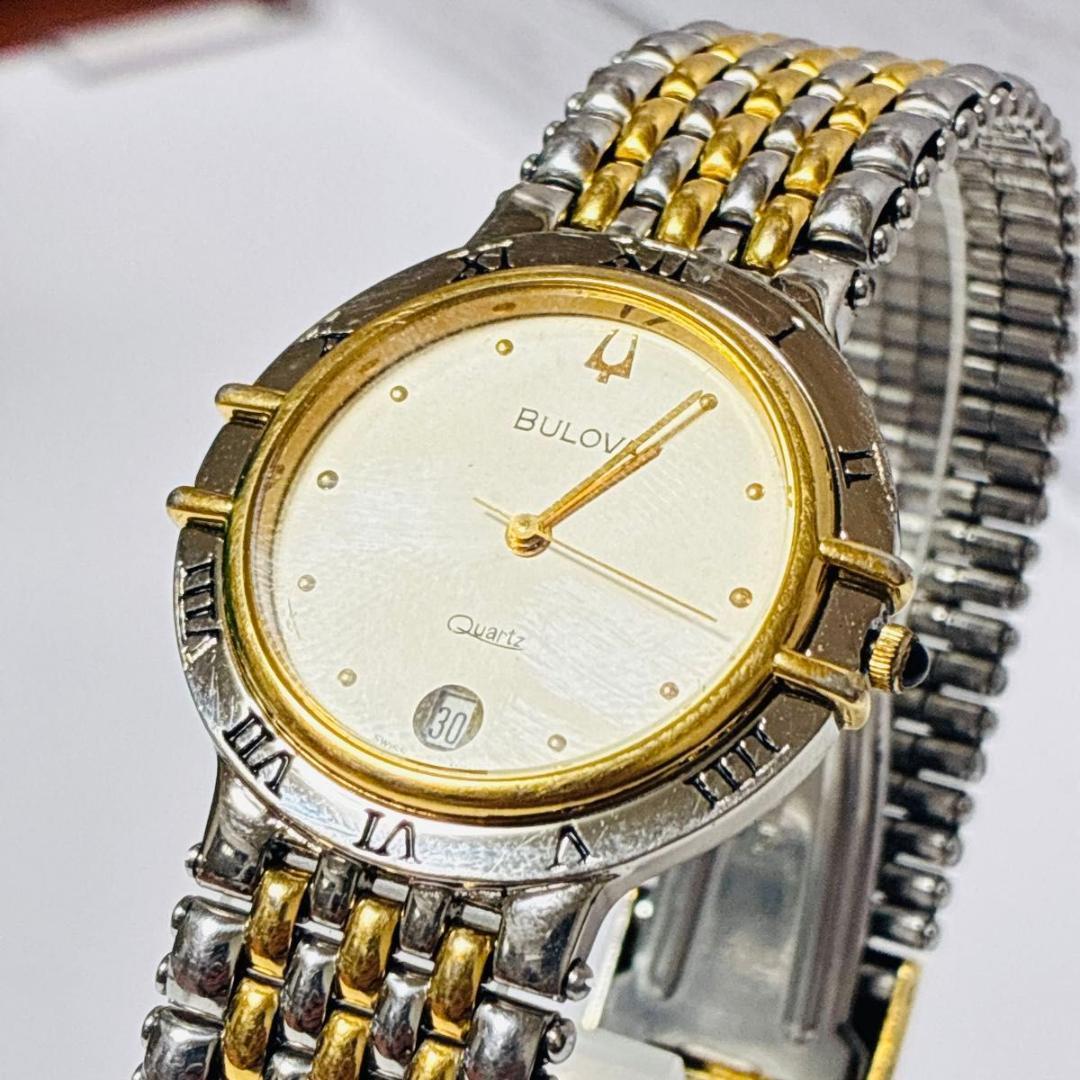 Used Rare Bulova Bulova Watch Combi Date Roman Vintage