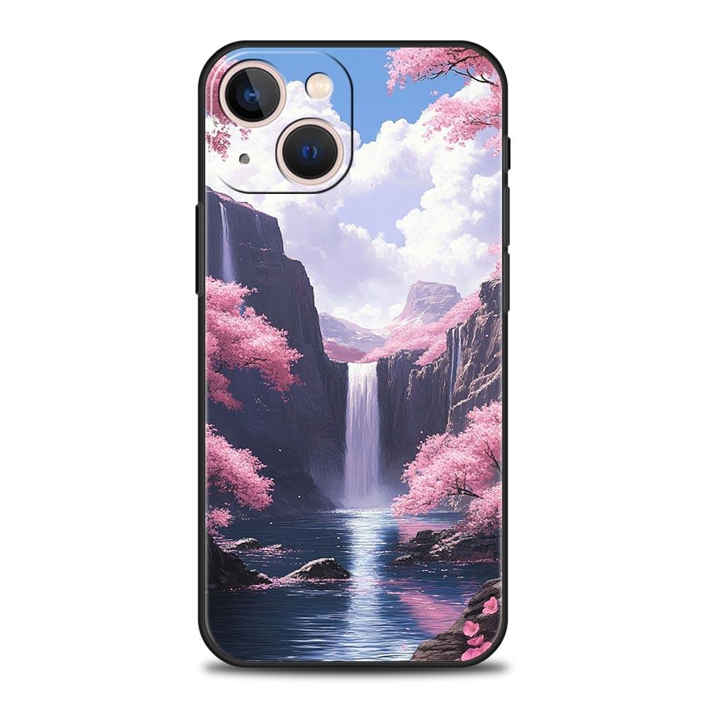 Pink Sunset Mountain Phone Case Cover for iPhone 17 16 15 14 13 12 11 Pro Max 17 Air Plus Shockproof Soft TPU Shell Fundas Capas