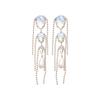 Silbernadel Luxuriöse Diamantbesetzte Imitationsperlen Tropfen Quaste Ohrringe - Elegantes Europäisches & Amerikanisches Hängeaccessoire.