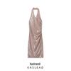 2024 Autumn Women's European & American Style Slim-Fit Halter Sequin Dress
