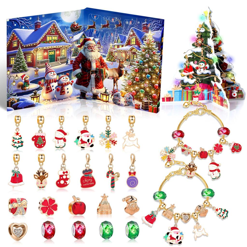 DIY Christmas Bracelet Set with Snowman Charm - Advent Gift for Kids, European & American Style