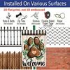 2D Flat Dog Paw Print Welcome Metal Sign, 8×12 Inch Aluminum Wall Art, Rustic Farmhouse Design with Greenery & Plaid, Durable Decor for Pet Lovers