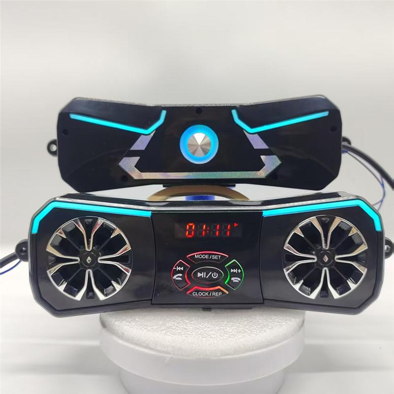 WO-Motorcycle Speakers Wireless Stereo Audio System 12V Handlebar Mount MP3 Player AUX-In USB FM Radio чёрный