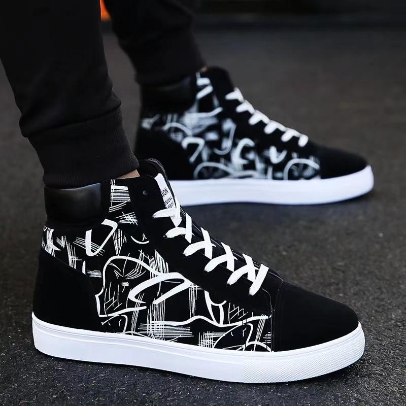 Men High Top Canvas Shoe Breathable Cool Casual Shoes Brand Male Sneakers Lace-up Platform Vulcanize Shoes Student Tenis Hombres