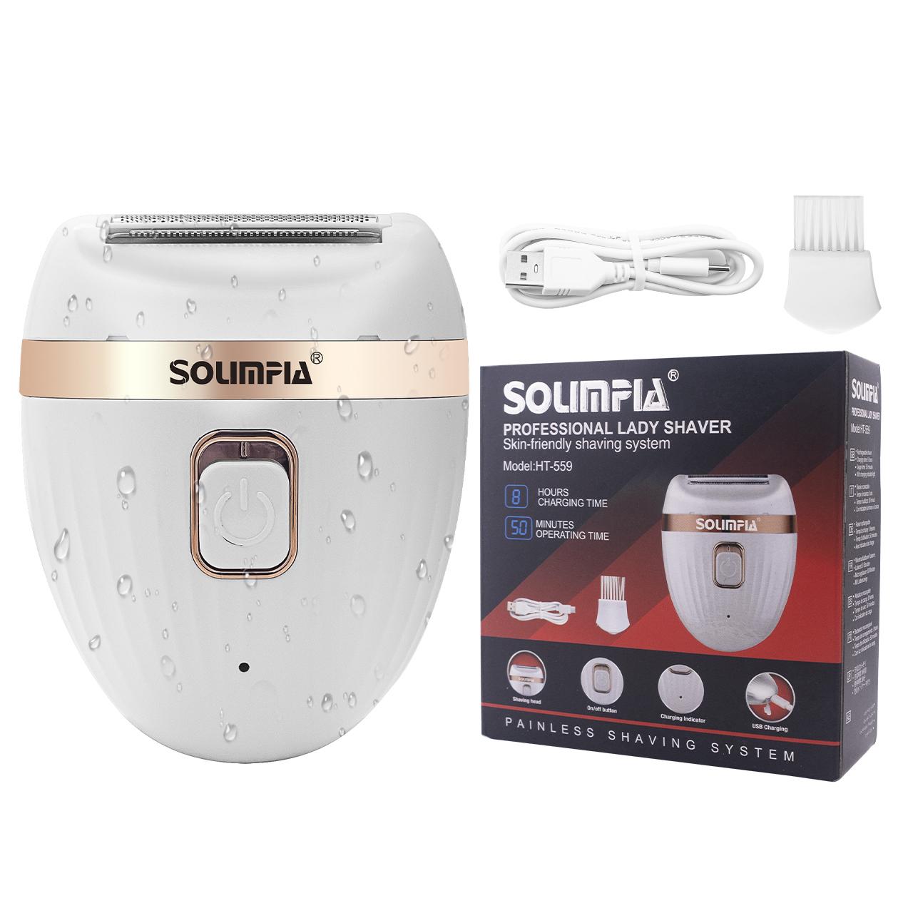 

SOLIMPIA Razor for Woman Bikini Trimmer Shaver Акумуляторний епілятор USB для вологого та сухого гоління Безболісна бритва білий