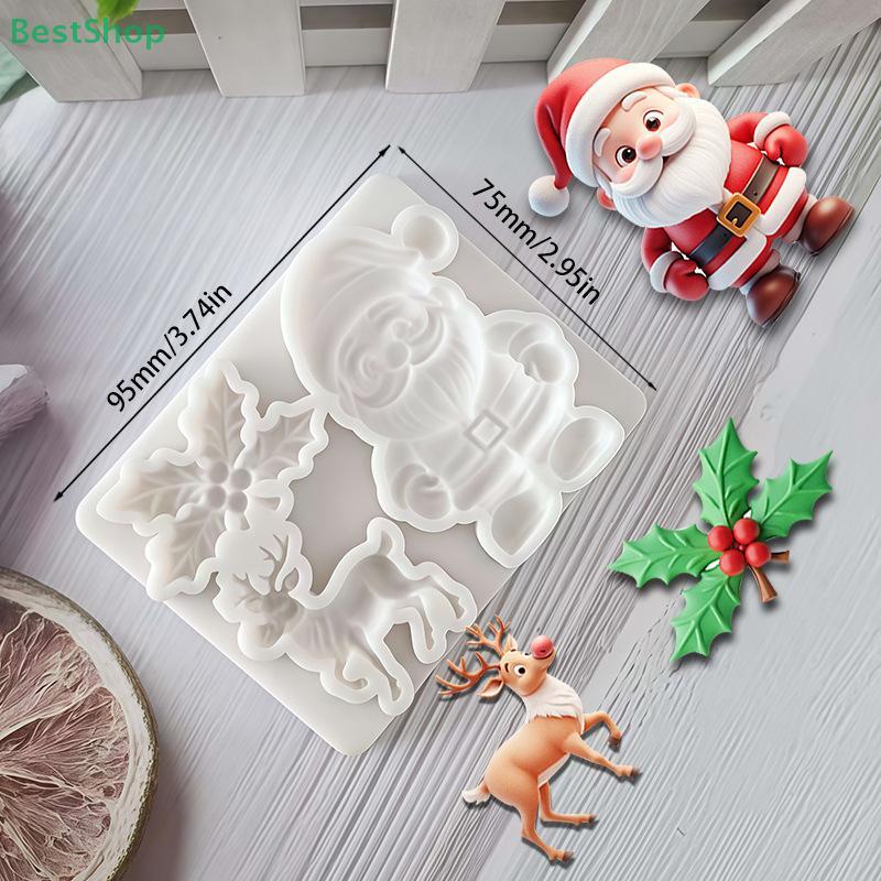 Jul Ren Santa Claus Mistelblad Fondant Silikonform DIY Santa Claus Chokladtårta Dekor Bakform