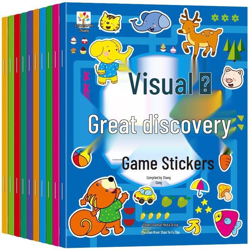 Interactive Sticker Book Set: 10 Volumes for Ages 0-6, Boosts Left and Right Brain Development with Engaging Visual Challenges