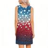 Sleeveless Loose Fit Star Print Dress Women’s Casual Tank Style Summer Dress with Side Slit and Gradient Pattern Design