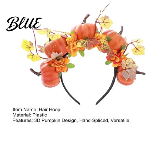 Non-slip Headband Halloween Hair Hoop Black with 3D Pumpkin Autumn Leaves Day Of The Dead Red Flowers Universal Thanksgiving Party Accessory Hoop