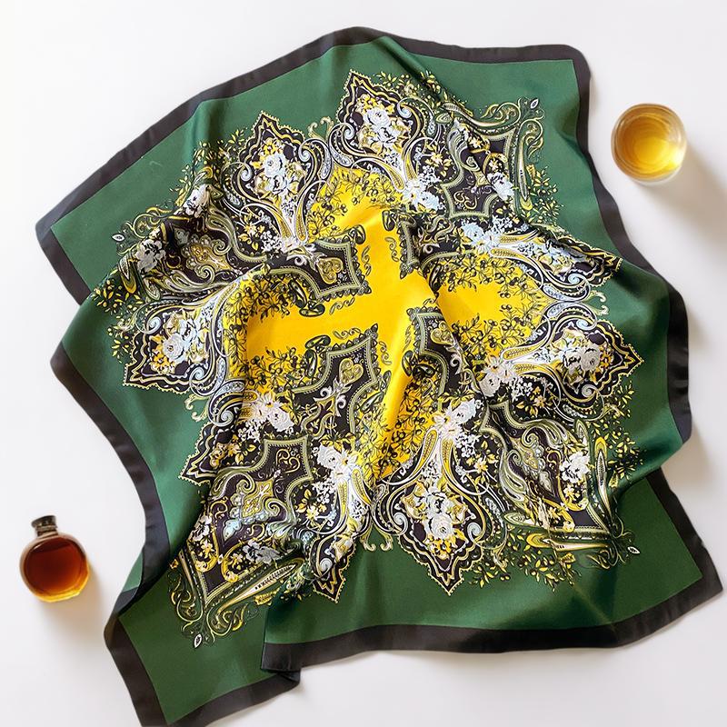 Women's Vintage Paisley Faux Silk Scarf: Versatile Headband, Hair Tie, Bag Accessory for Spring & Autumn.