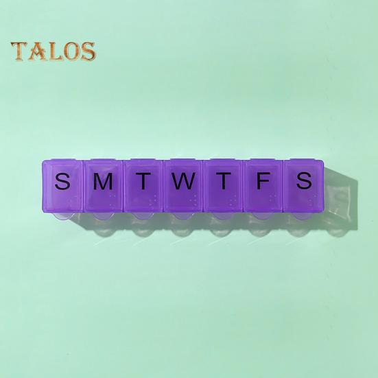 Cutie compartimentată pentru pastile 7 grile Săptămânal Copertă transparentă Data tipărită Rezistent la praf Rezistent la umiditate Organizator portabil de călătorie în aer liber pentru tablete Medicina