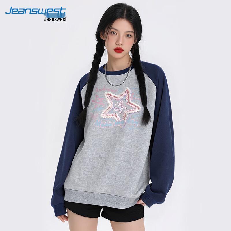 Jeanswest Women's Retro Raglan Colorblock Sweatshirt