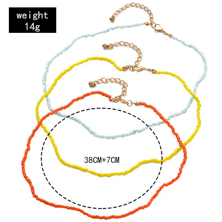Collier de Perles de Riz Colorées Mode Bohème Collier de Perles de Riz Multicouche Trois Couleurs Ensemble Trois Pièces
