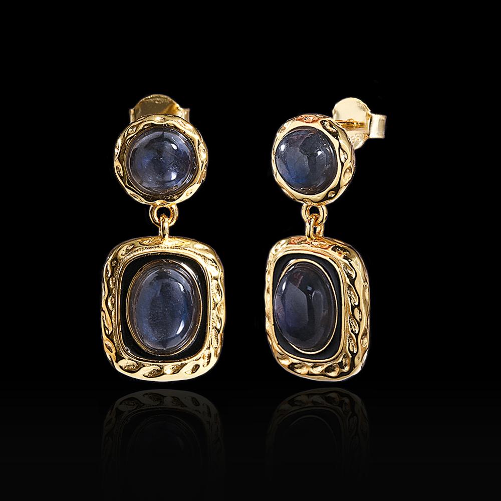 

Вінтажні жіночі сережки зі срібла 925 проби з натуральним блакитним лабрадоритом Камінь-охоронець , вишукані ювелірні вироби на ювілей, банкет, подарунок M синій