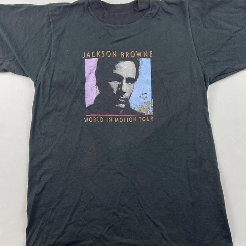 Classic Jackson Browne World in Motion Tour 1989 Unisex S-5XL Shirt 11D666 Unisex T-Shirt L