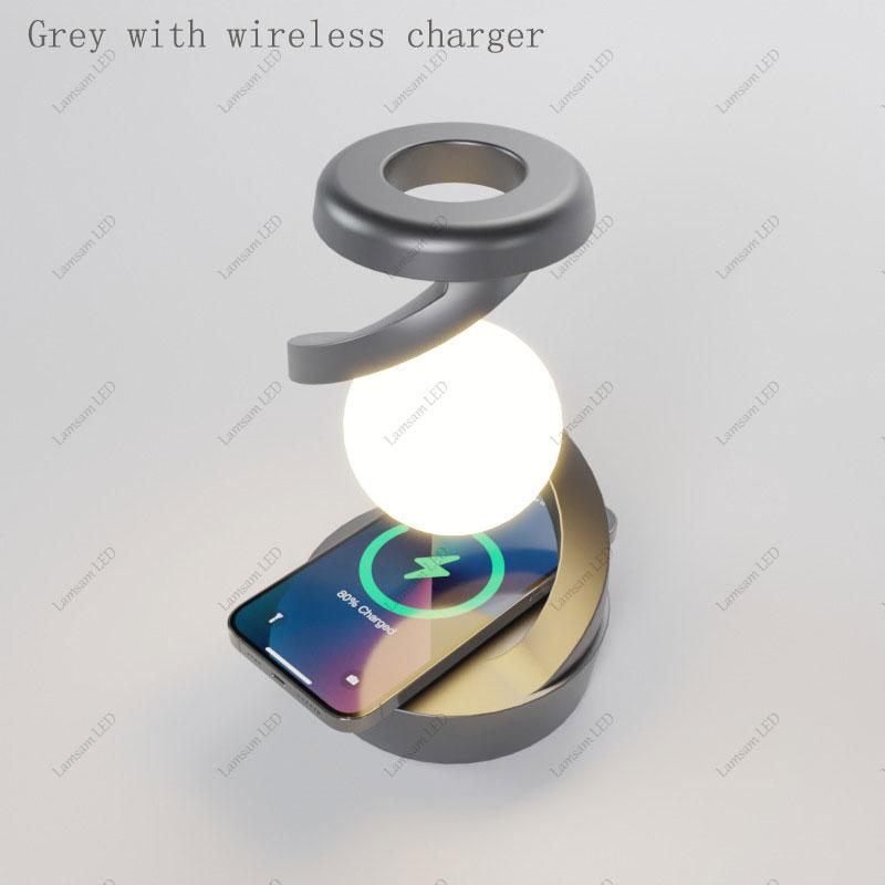 Rechargeable Magnetic Suspension Moon Lamp RGB with Wireless Phone Charger Floating Ball Light Unique Desk Light for Room Decor