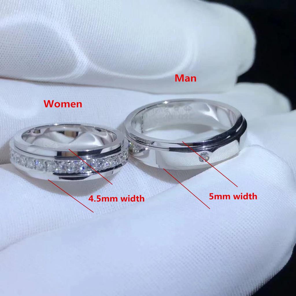 Buyee 925 Silver Couples Ring White Zircon Ring Finger Ring for Women Men Fashion Classic Wedding Fine Jewelry Circle