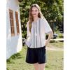Betu Women's Embroidered Floral Short Sleeve Blouse