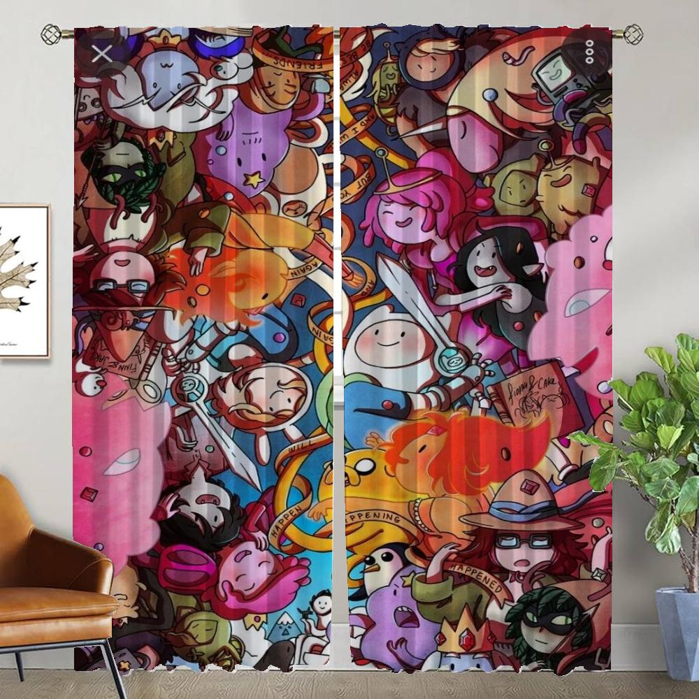 Adventures Time Curtains for Living Room Curtain for Room 2 Panel Partition Home Interior Curtains Shades Halloween Decoration