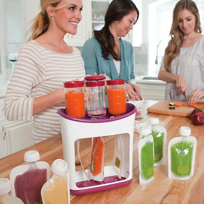 Homemade Baby Fruit Juice Squeezer Station Storage Bottles Bags Food Maker Kit