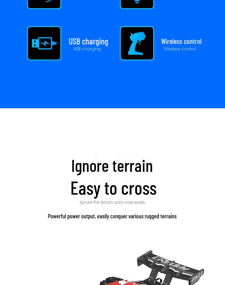 Mașină de teren de mare viteză cu telecomandă 2.4G cu spray Big Foot - Jucărie pentru copii