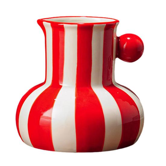 Painted Ceramic Vase Desktop Stripe Art Vase Decorative Flower Vase for Flower Arrangement Living Room Bedroom Decor