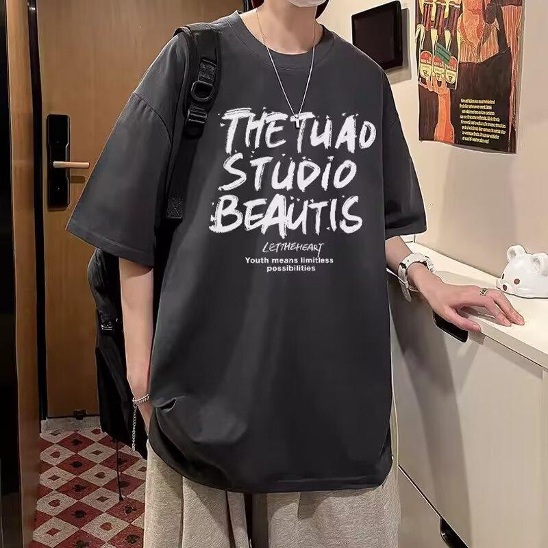 Heavy Short-Sleeved T-Shirt Men'S Summer Trendy Brand Trend Loose Men'S Clothes American Large-Size Student T-Shirt
