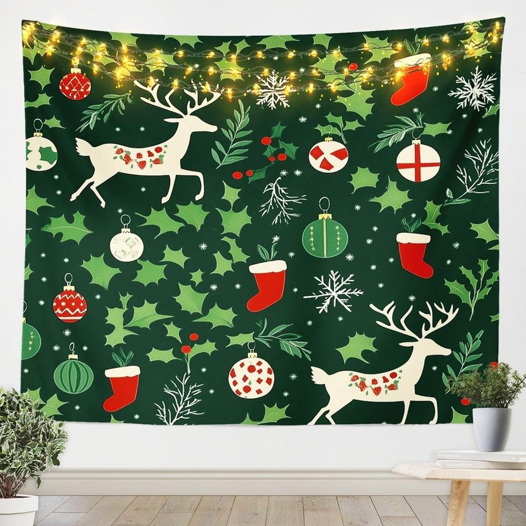 Christmas Tapestry New Year Background Wall Hanging Decoration Fireplace Stockings Gifts Hanging Cloth