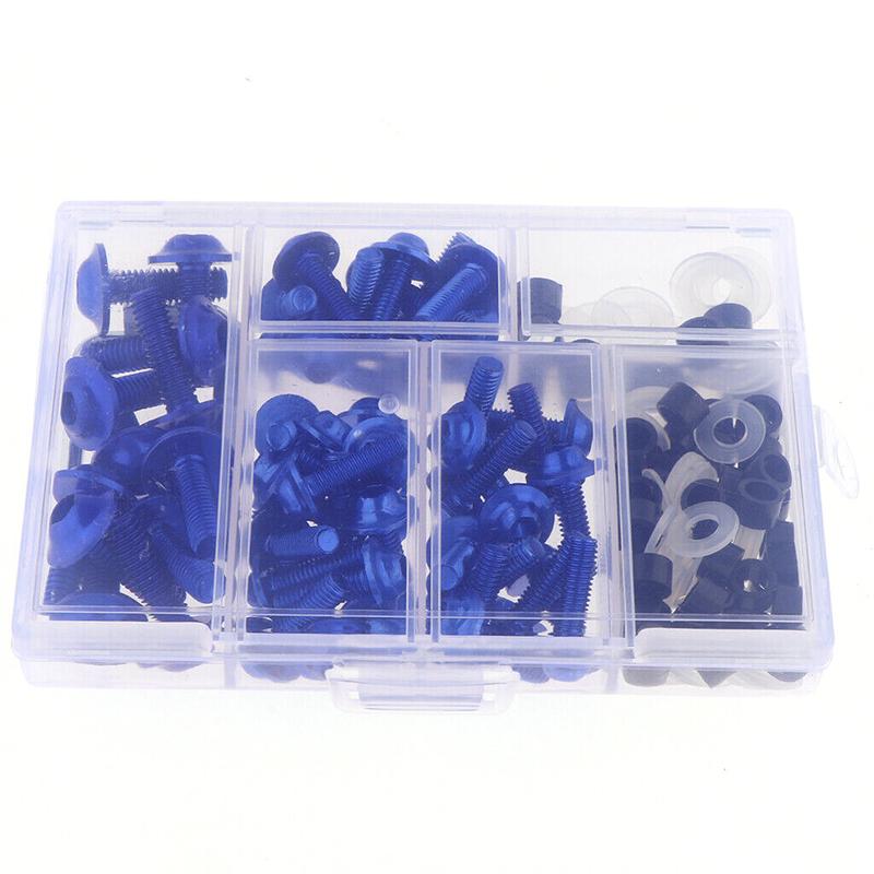 158pcs Fairing Bolts Kit Fender Windscreen Fastener Clips Screws Motorcycle Sportbike Accessories Blue