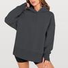 Women's Fashionable Solid Color Hooded Long Sleeved Sports Casual Pullover Sweatshirt Top