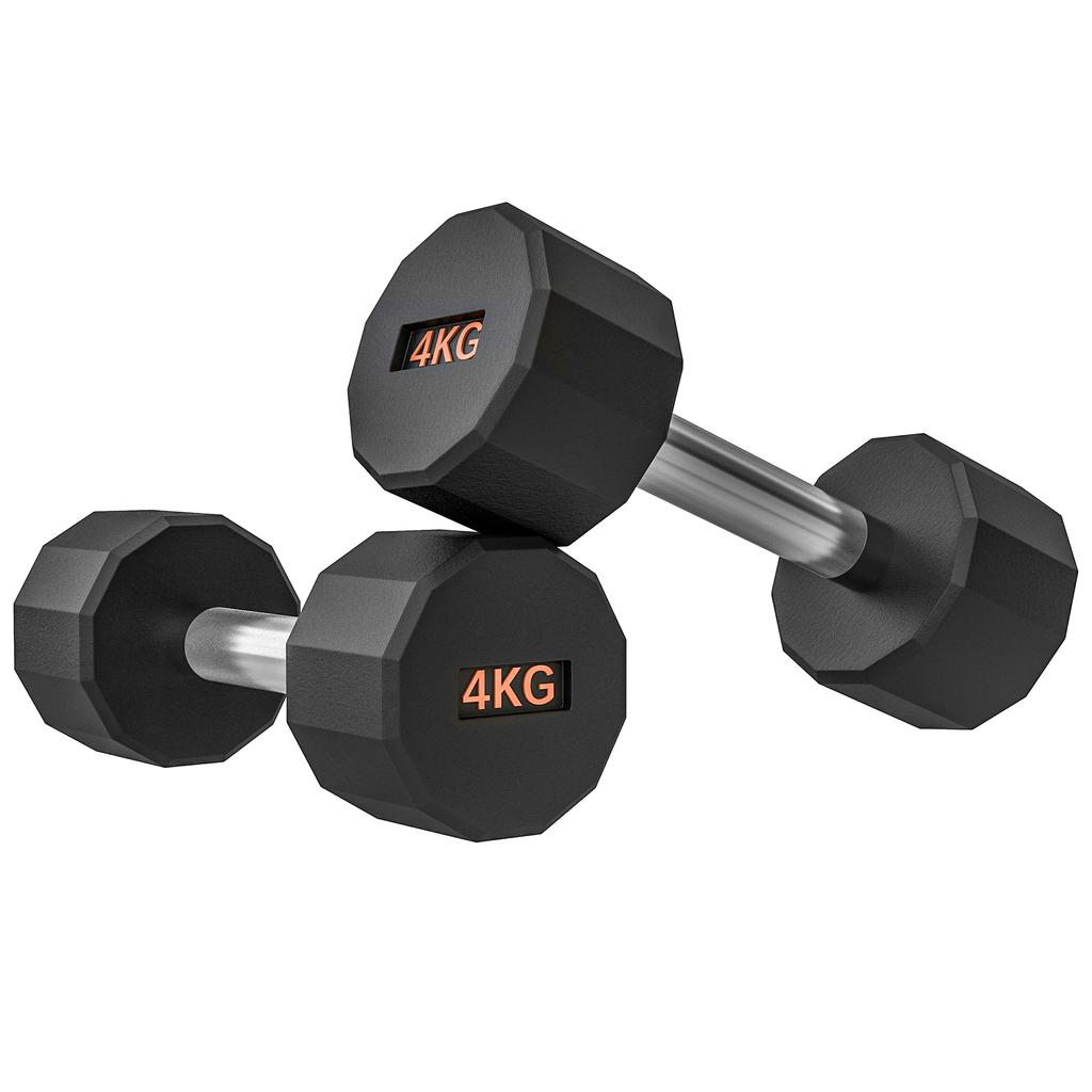 Dumbbells Weights Set with 12-Sided Shape and Non-Slip Grip for Men Women Home Gym Workout, 2 x 4kg