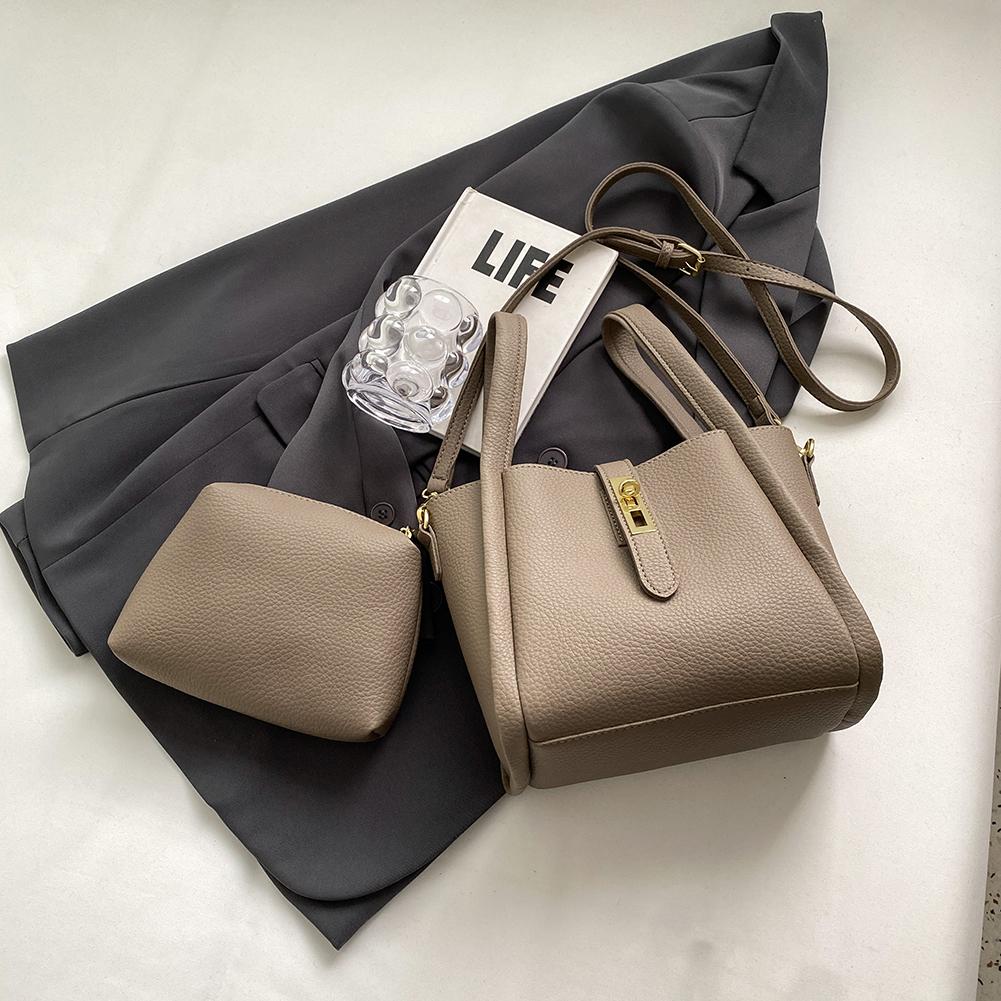

Bucket Bag for Women Magnetic Closure Crossbody Bag PU Leather with Inner Bag Satchel Bag Handbag for Work Travel серый