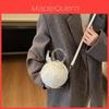 New Chinese Style Plush Beaded Handheld Round Bag For Daily Casual Use