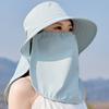 Wide-Brimmed Sunshade Sun Hat Solid Color Picking Tea Hat Windproof Rope Shawl Mask Hat  Jogging