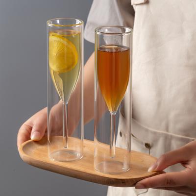 1 STÜCKE Doppelwand Sektglas Gläser Flöten Blase Wein Tulpe Cocktail Hochzeit Party Tasse Toast Bodum Thule Xicaras Copo