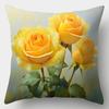 Elegant Floral Decorative Throw Pillow Covers, Yellow Rose Bouquet With Green Leaves Print Cushion Cases, Aesthetic Home Decor