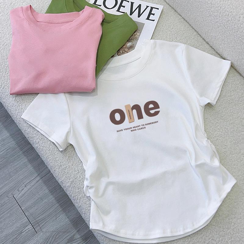 Women's Sweet & Spicy High Waist Cotton Tee - Printed Short Sleeve Summer Streetwear Fashionable Top