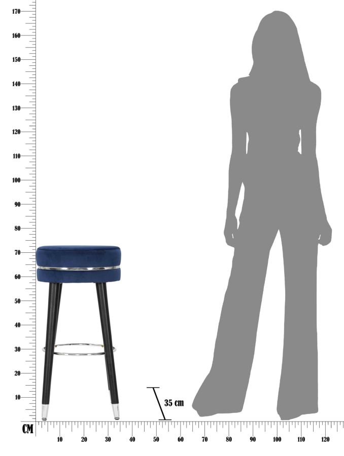Bar Stool Paris Blue Silver Cm Ø 35X74