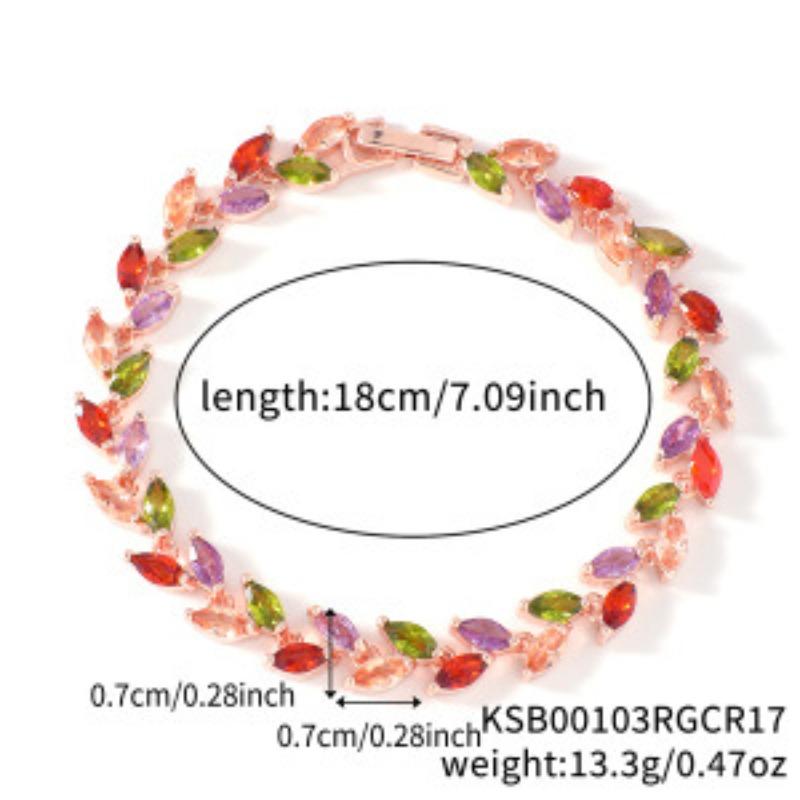 Meier Colorful crystal willow leaf bracelet european and american bracelet fashion copper zircon bracelet