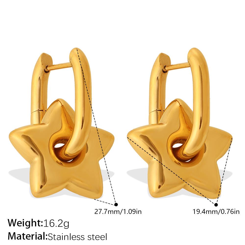 Classic Star Pendant Square Hoop Earrings for Women