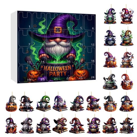 

Yousheng 2025 Хэллоуин Гном Адвент-календарь 2D Акриловый Набор Подвесных Украшений Календарь Обратного Отсчета на 24 Дня для Праздничного Домашнего Декора A