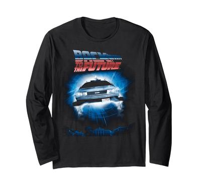 Back To the Future Hovering DeLorean Long Sleeve T-Shirt