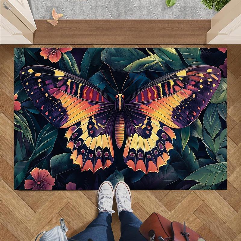 Butterfly Themed Door Mat Collection With Floral Vibrant Patterns Stylish Entryway Decor Mat Perfect For Home Decor