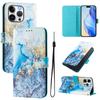 For iPhone 15 Pro Max Case Pattern Printing Wallet Phone Cover with Strap